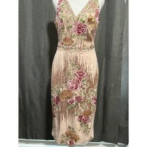 Marchesa Notte Pink Sequin Embroidered Cocktail Dress. Size 4. Beautiful!